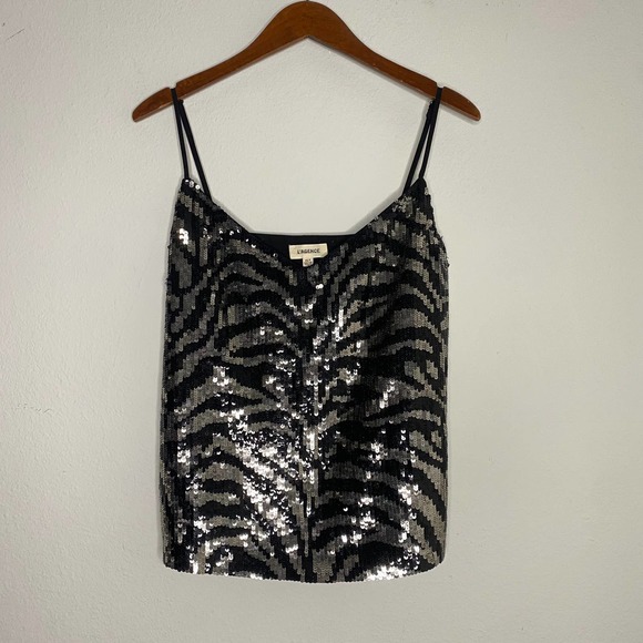 L'AGENCE Jane Sequin Zebra V Neck Tank Top Blouse NWOT XS - Picture 2 of 5